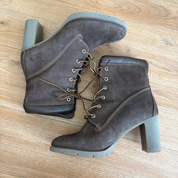 Timberland Glancy Leather Lace Up 6” Ankle Boots Brown Women’s Size 8.5 - Picture 1 of 12